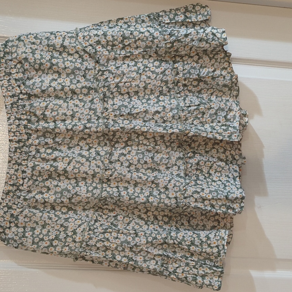 NWT Green and White Floral A-Line Skirt Flowy Skirt Sz XL - Picture 6 of 9